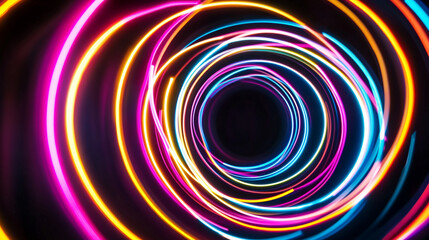 Poster - Bright neon lights create a swirling tunnel effect in vibrant colors.
