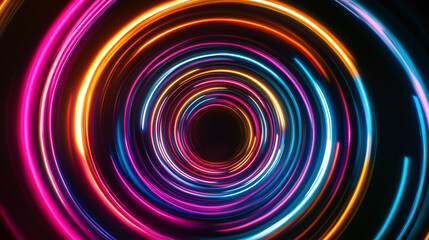 Poster - Bright and vibrant light trails swirling in a colorful spiral formation.
