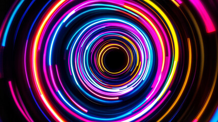 Poster - Bright neon colors spiral in a mesmerizing circular pattern creating an illusion.