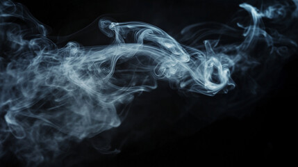 Poster - Smoke swirlingracefully in the dark background with soft patterns emerging.