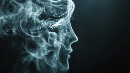 Poster - Smoke forms a striking face silhouette against a dark backdrop.