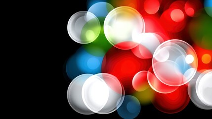 Wall Mural - Abstract Colorful Bubbles on Black Background - Bokeh Effect