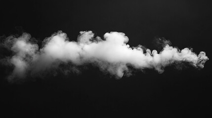 Poster - Captivating white cloud drifting against a dark background in monochrome style.
