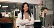© peopleimages.com - Arms crossed, portrait and business woman in office with confidence, night and journalism career. Smile, professional and copywriter with positive attitude for creative job promotion at workplace