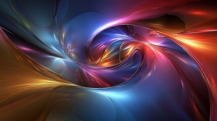 Aufkleber - Abstract swirling vibrant colors, blue, red, orange, gold, digital art, glowing, shiny, dynamic energy.