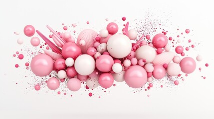 Poster - A vibrant arrangement of pink and white spheres, creating a dynamic and modern design element. Ideal for backgrounds, decorations, or creative projects.