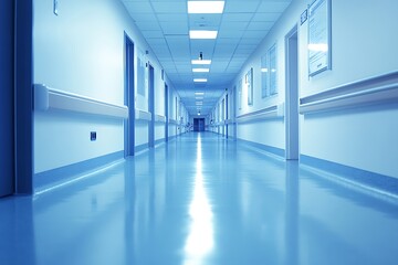 Wall Mural - Sterile Hospital Corridor Extending to Distant End