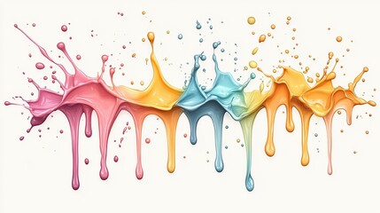 Poster - A vibrant splash of colorful paint in various hues, forming an artistic wave, perfect for creative backgrounds or design projects.