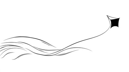 Wall Mural - Simple line drawing of a kite flying in the wind