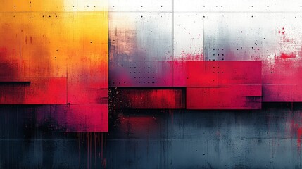 Poster - An abstract artwork featuring bold colors and layered geometric shapes, offering a modern and dynamic visual experience for creative projects.