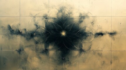 Poster - An abstract design featuring intricate patterns and dark swirls, creating a visually captivating effect. Ideal for backgrounds or digital art projects.