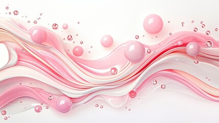 Poster - An abstract swirl of pink hues, featuring soft curves and floating bubbles that create an elegant and dynamic visual effect.