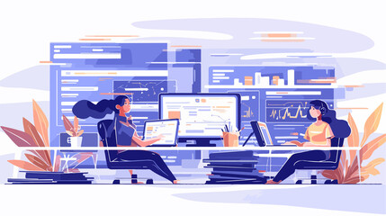 Professional Application Development Flat Vector Illustration for Computers