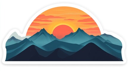 Wall Mural - Sunset Mountain Range Silhouette Sticker