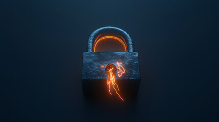 Aufkleber - Locking mechanism with electric energy digital environment 3d render abstract concept close view