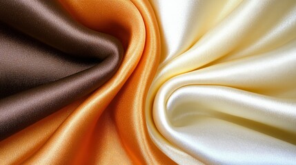 Wall Mural - Luxurious Silk Fabric in Brown, Gold, and Cream Abstract Draped Texture