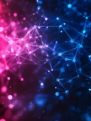 Colorful abstract network of connections in dark background