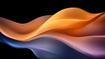 Aufkleber - A vibrant abstract composition with flowing curves in shades of orange, purple, and blue against a black background.