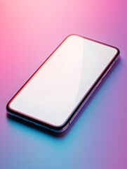 Poster - A Modern Smartphone on a Vibrant Gradient Background Showcasing a Sleek Design and Reflective Surface Ideal for Digital Product Advertising and Technology Promotions