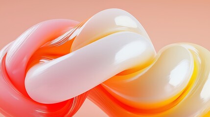 Aufkleber - Abstract swirling shapes in orange and white, glossy texture.