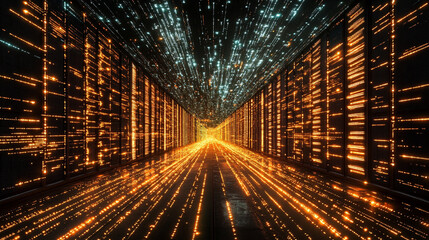 Poster - A dynamic flowing data technology background symbolizing chaotic information streams, visualizing the complexity and interconnectedness of modern data systems in a digital world

