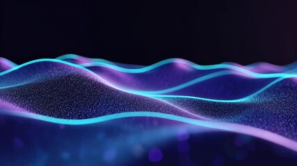 Aufkleber - vibrant abstract waves with light particles in motion for creative projects