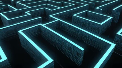 Poster - Abstract Neon Maze Design with Minimalistic Style and Futuristic Aesthetic