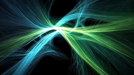 Poster - Abstract Neural Fractal Waves in Blue and Green Colorful Background