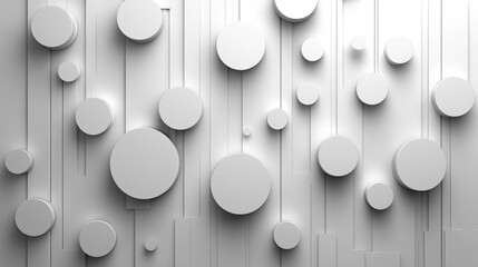 Poster - Abstract white 3D geometric shapes on a gradient blue background forming a modern banner with a sense of depth elegance and order symbolizing creativity innovation and the harmony between chaos and st