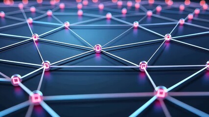 Poster - Futuristic Network Connections with Neon Nodes in a High-Tech Environment