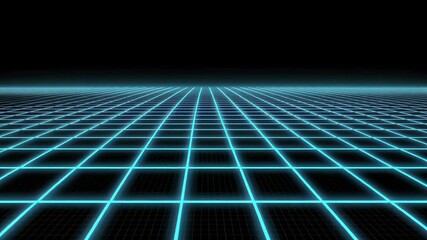 Poster - Futuristic Neon Grid Background with Abstract Patterns and Depth Perspective