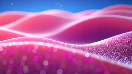 Poster - Abstract Pink Waves with Sparkling Glitter and Sparkles Under Soft Blue Light