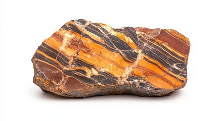 Poster - A stunning piece of layered gemstone showcasing vibrant earthy colors and unique patterns, perfect for design projects.