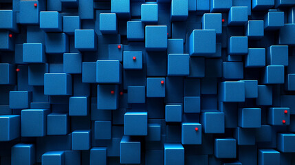 Poster - Abstract white 3D geometric shapes on a gradient blue background forming a modern banner with a sense of depth elegance and order symbolizing creativity innovation and the harmony between chaos and st