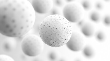 Poster - Abstract white 3D geometric shapes on a gradient blue background forming a modern banner with a sense of depth elegance and order symbolizing creativity innovation and the harmony between chaos and st