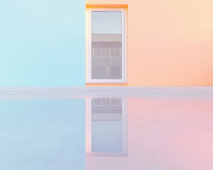 Canvas Print - Pastel Urban Reflection Minimalist Architecture with Subtle Symmetry