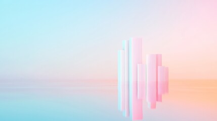 Poster - Abstract Pastel Cityscape with Soft Reflections and Minimalist Design