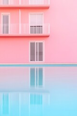 Poster - Minimalist Pastel Architecture with Soothing Reflections
