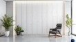 © kinara art design - Modern minimalist interior design with armchair and plants.