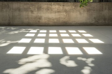 Aufkleber - Geometric Light Patterns on Urban Concrete Minimalist Street Art in Sunlit Shadows