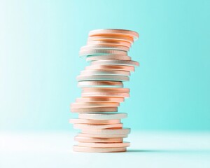 Poster - Rising Spiral of Coins Minimalist Financial Growth Concept in Pastel Tones