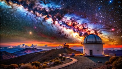 Wall Mural - Atacama Desert Night Sky: La Silla Observatory Timelapse Double Exposure