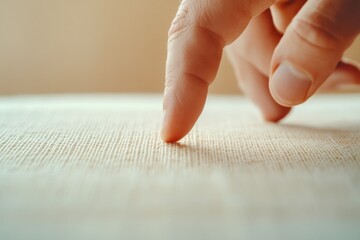 Poster - Close-Up of Hand Touching Textured Surface in Warm Tones