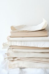 Poster - Serene Stacked Books with Handwritten Pages in Soft Natural Light