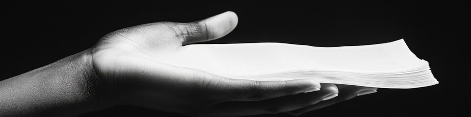 Aufkleber - Minimalist Close-Up of Hand Holding Book in Soft Light Reflecting Discovery
