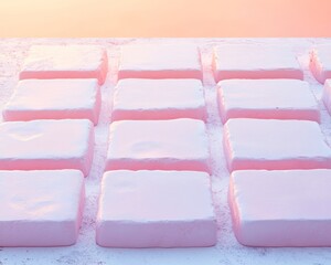 Fototapete - Pastel Pink Blocks in Soft Light - Surreal Minimalism and Dreamlike Abstraction