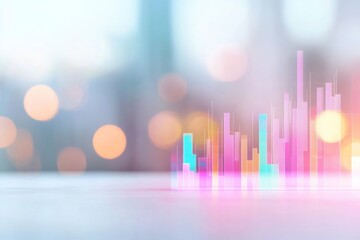 Poster - Pastel Abstract Financial Display with Trend Graph in Soft Focus