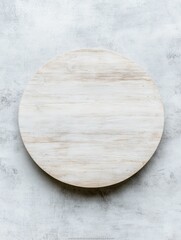 Aufkleber - Minimalist Circular Wooden Table on Concrete Surface