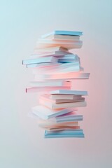 Aufkleber - Floating Books in Soft Pastel Light A Surreal Study Scene