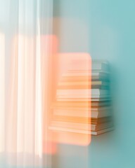 Aufkleber - Surreal Glowing Bookshelf Through Translucent Glass in Dreamlike Space